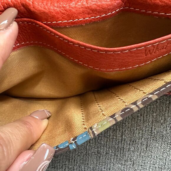 Fossil Women's Orange Genuine Pebble Leather Bi-Fold Snap Button Slim Wallet - Picture 7 of 12